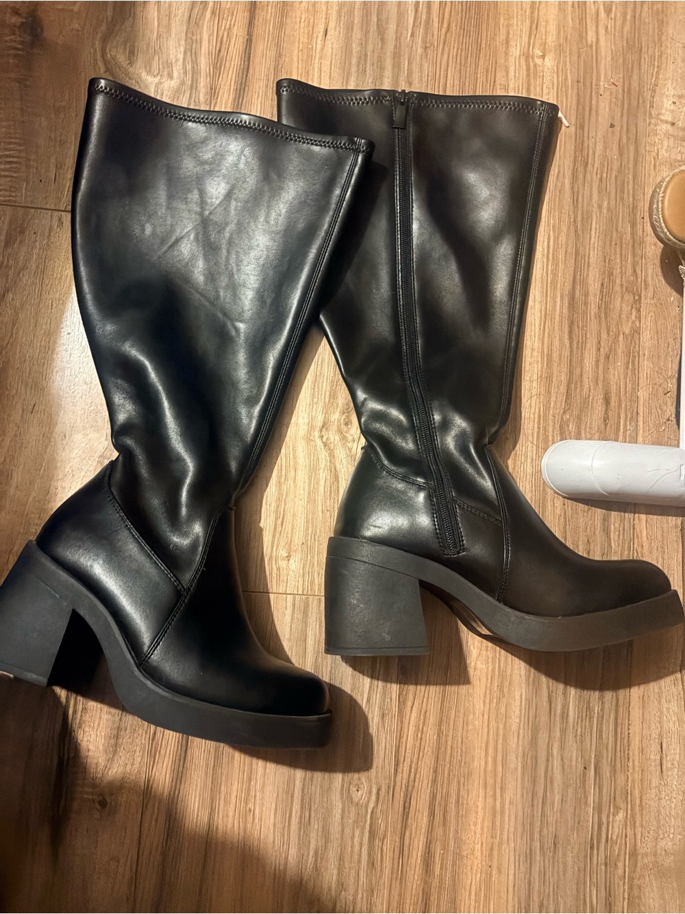 torrid Black Mid-Calf Block Heel Platform Boots wide width 7 1/2